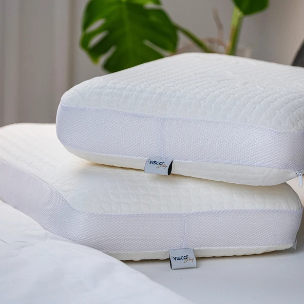 Visco Yastık Ergonomik Yastık Fiore Doğal Viskon Kılıflı Yastık 65x40x14 cm ürün görseli 1