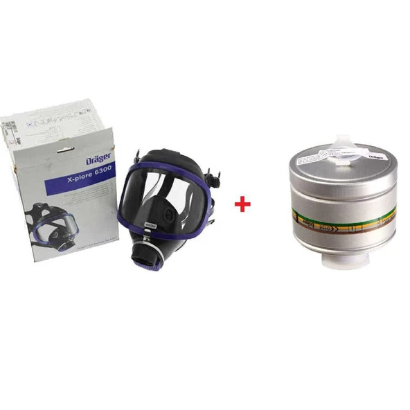 Drager X-Plore 6300 Tam Yüz Maskesi + A2B2E2K1 6738802 Filtre ürün görseli 1