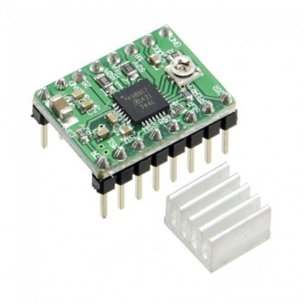 ARDUİNO A4988 2A YEŞİL STEP MOTOR SÜRÜSÜ ( SOĞUTUCU İLE ) AF-3A005 ürün görseli 1