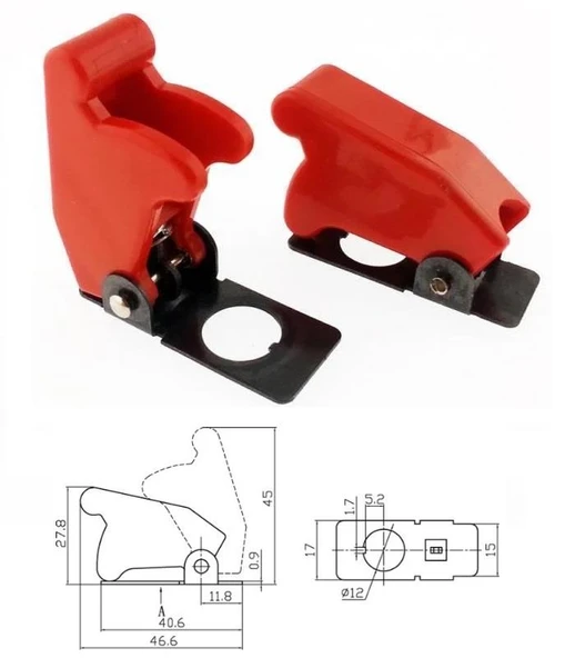 Toggle Switch Emniyet Kapağı Kırmızı 12mm Çap Ic-161b ürün görseli 1