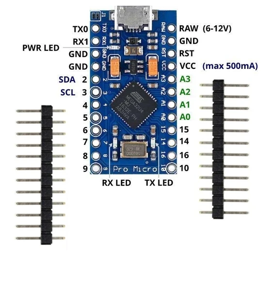 Arduino Pro Micro Klon 5V 16MHz ürün görseli 1