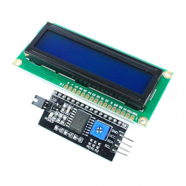16x2 LCD 1602 Ekran  + IIC/I2C Serial Adaptör ürün görseli 1
