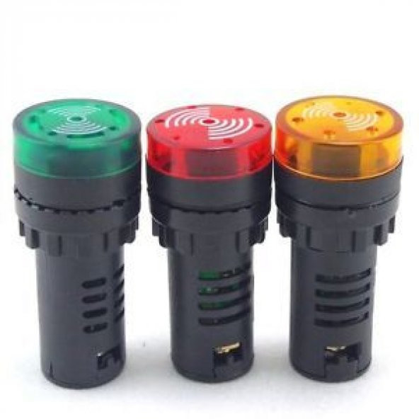 Siren Işıklı Flaşör Buzzer Kırmızı Led AD16-22SM 220v Ac 22mm Çap ürün görseli 1