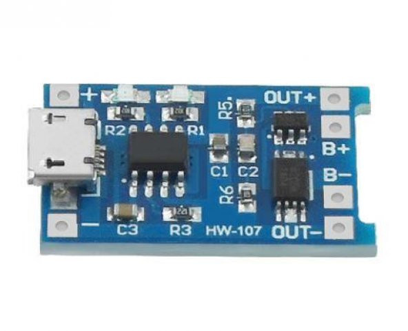 Arduino TP4056 1A Lityum Batarya Şarj Modülü Micro Usb AKIM KORUMALI ürün görseli 1