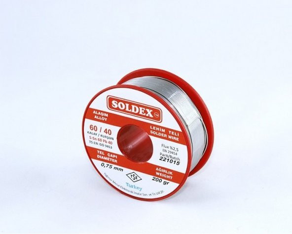 Soldex Lehim Teli 200gr 0,75mm 60/40 ürün görseli 1