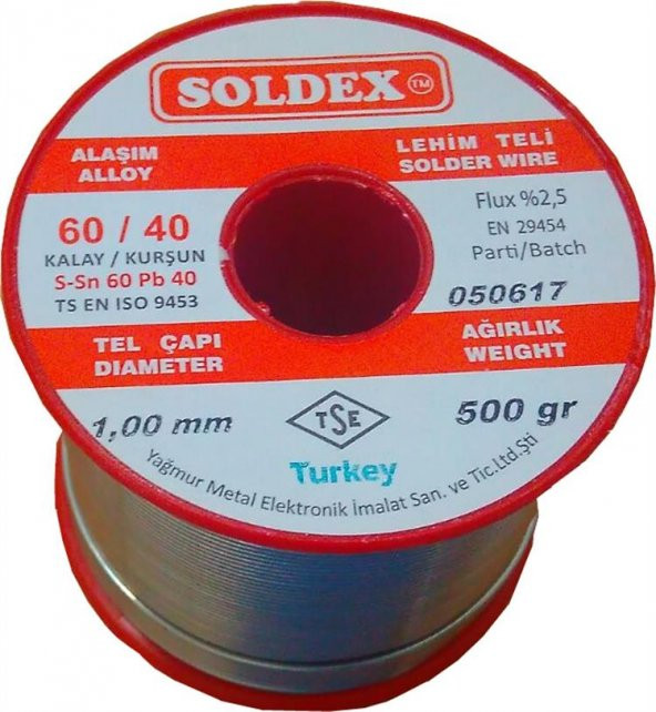 Soldex Lehim Teli 500gr 1mm 60/40 ürün görseli 1