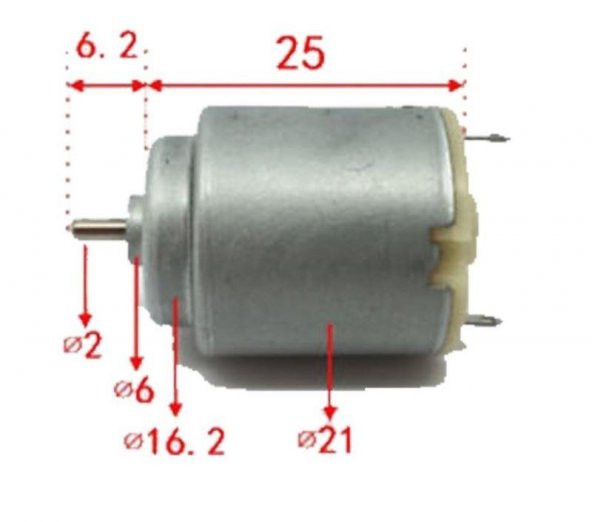 ARDUİNO R140 3-6V DC 25MM UZUNLUK 21MM ÇAP MOTOR ürün görseli 1