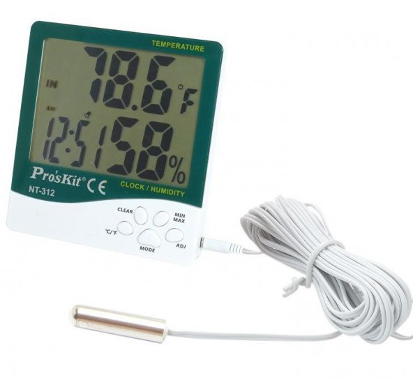 Proskit PK-040 NT-312 Problu Sıcaklık Nem Ölçer -10/+50 Derece ürün görseli 1