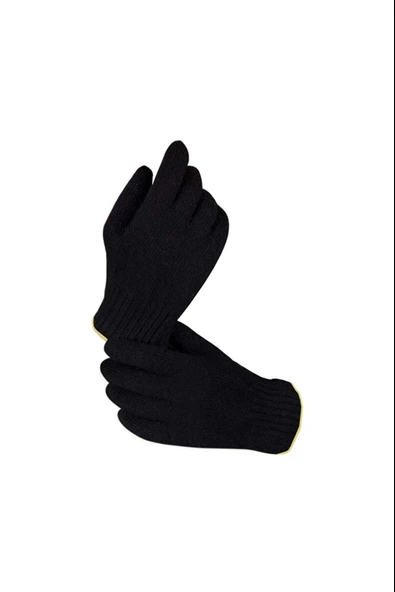 Orta Kalın Siyah Sıcak Tutan Yün Kışlık Kadın Erkek Eldiven Unisex 1 Çift ürün görseli 1