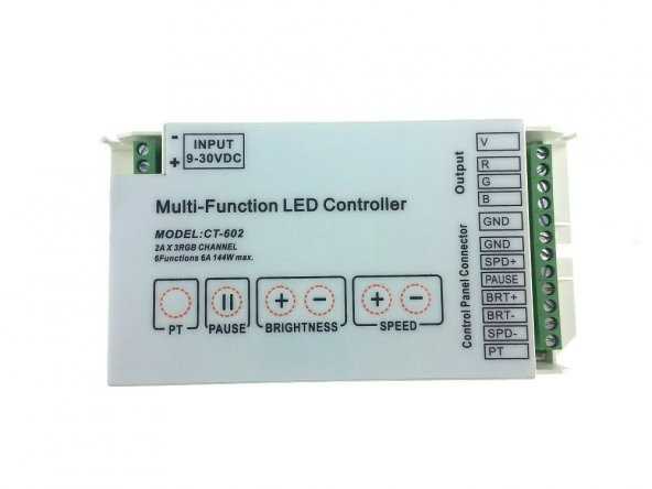 LED RGB Kontrol Devresi ANİMASYON Kartı 2Ax3RGB Kanal CT-602 6Function Multi-Function ürün görseli 1