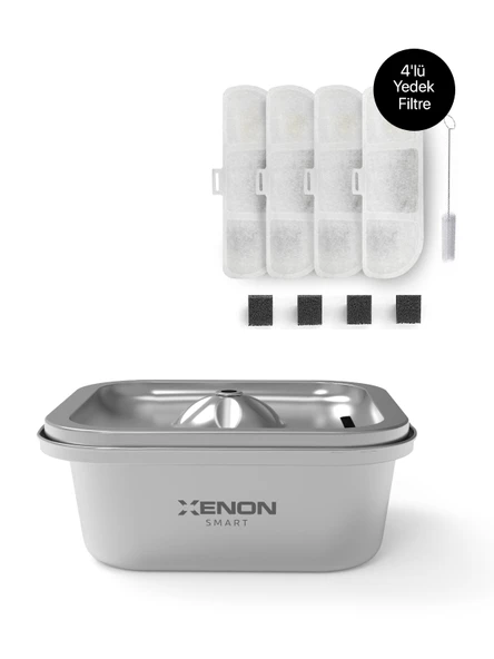 Xenon Smart Kedi Su Pınarı ve Yedek Filtre  2'li Set, 3L, Çelik, Mobil Kontrol, Akıllı, Su Çeşmesi ürün görseli 1