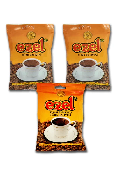 Ezel Türk Kahvesi Üçlü Set - 2 Türk Kahvesi + 1 Damla Sakızlı Türk Kahvesi ürün görseli 1