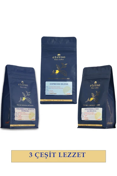 Eterno Öğütülmüş Üçlü Filtre Kahve Seti - 3 x 250g ürün görseli 1