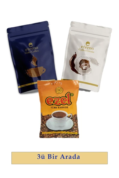 Eterno & Ezel - Üçlü Tadım Seti - Gold Granül Kahve + Coffee Crema Süt Tozu + Türk Kahvesi ürün görseli 1