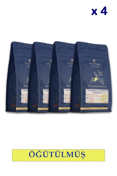 Eterno Colombia La Meseta Supremo Öğütülmüş Dörtlü Filtre Kahve Seti - 4 x 250g ürün görseli 1