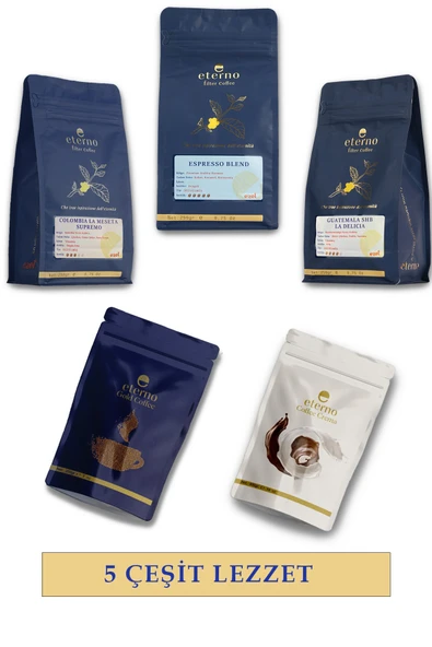 Eterno Kahve Ritüeli - Beşli Tadım Seti - Filtre Kahve + Gold Granül Kahve + Coffee Crema Süt Tozu ürün görseli 1