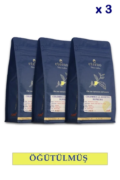Eterno Colombia La Meseta Supremo Öğütülmüş Üçlü Filtre Kahve Seti - 3 x 250g ürün görseli 1