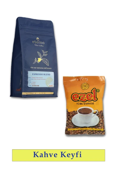 Eterno & Ezel Kahve İkilisi - Espresso Blend Öğütülmüş 250 g + 100 g Öğütülmüş Türk Kahvesi ürün görseli 1