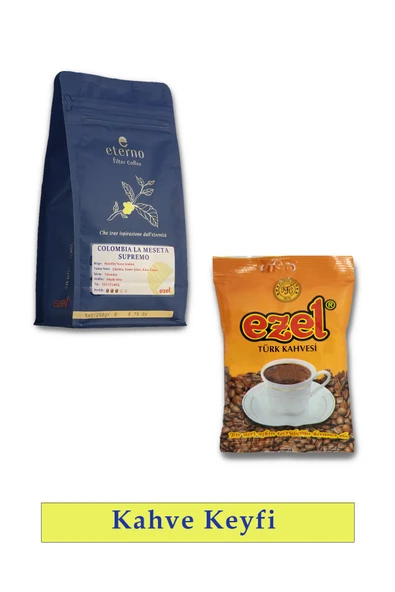 Eterno & Ezel Kahve İkilisi - Colombia Supremo Öğütülmüş 250 g + 100 g Öğütülmüş Türk Kahvesi ürün görseli 1