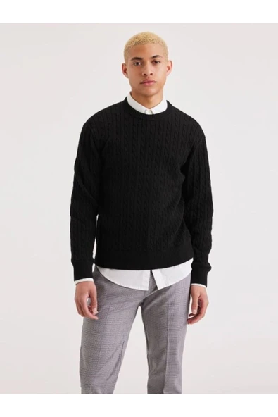 Dockers Minimalist Örgü Detaylı Erkek Uzun Kol Sweatshirt ürün görseli 1
