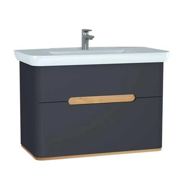 Vitra Sento Çift Çekmeceli Lavabo Dolabı, Ayaksız, 100 Cm, Mat Antrasit 60838 ürün görseli 1