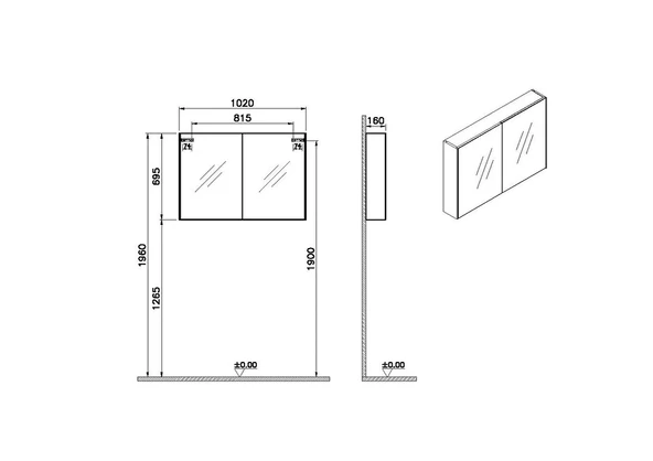 Vitra Basis Dolaplı Ayna, 100 Cm 66903 - Resim 2