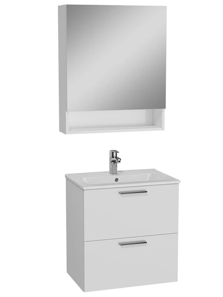 Vitra Mia Demonte Set, 60 Cm, Çekmeceli, (Lavabo Dolabı, Raflı-Dolaplı Ayna), Beyaz 66049 ürün görseli 1