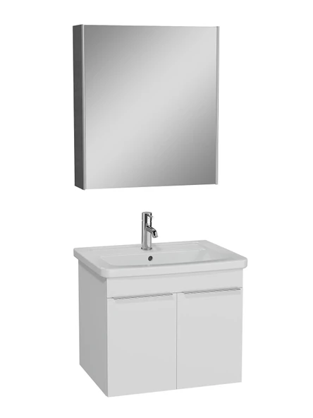 Vitra Quadrum Set Lavabo Dolabı Asma Ayna Kapaklı 65 Cm Parlak Beyaz 69616 ürün görseli 1