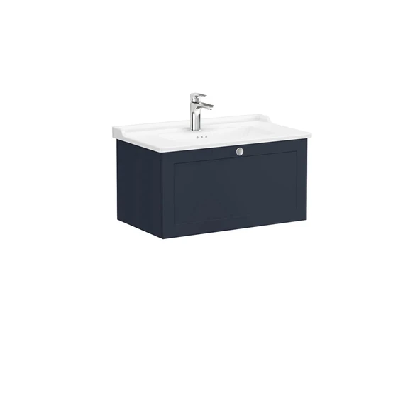 Vitra Root Classic Tek Çekmeceli Lavabo Dolabı 80 Cm Mat Lacivert (Klasik Lavabo Dahil) 68811 ürün görseli 1