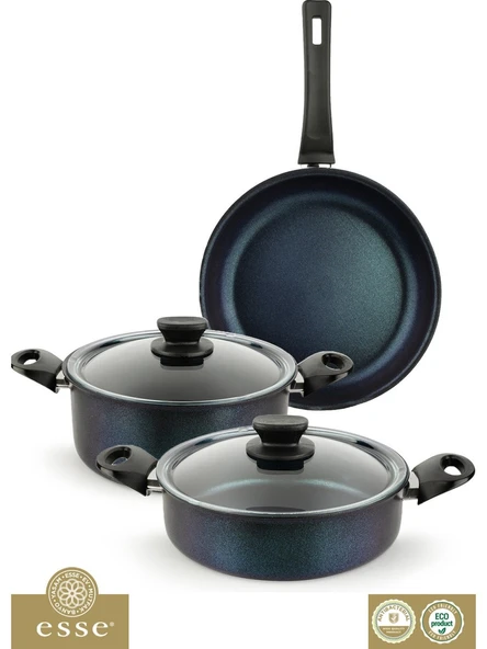 Esse Green 5 Parça Set Karnıyarık Tencere 26 cm - Derin 26 cm - Tava 24 cm ürün görseli 1