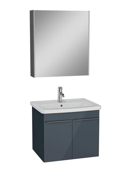 Vitra Quadrum Set Lavabo Dolabı Asma Ayna Kapaklı 65 Cm Parlak Antrasit 69617 ürün görseli 1