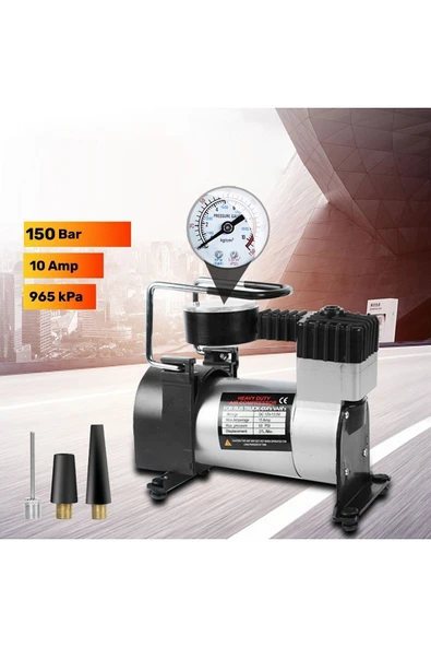 Araba Oto Araç Lastik Şişirme Pompası Metal Motorlu Kompresör 150 Psi Çakmaklık Girişli Kompresör ürün görseli 1