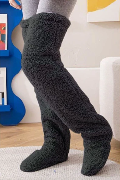 Pelüş Uzun Yünlü Çorap,Welsoft Çorap,Diz üstü Çorap,Bacak ısıtıcı,Peluş Çorap,Panduf Çorap,Çorap ürün görseli 1