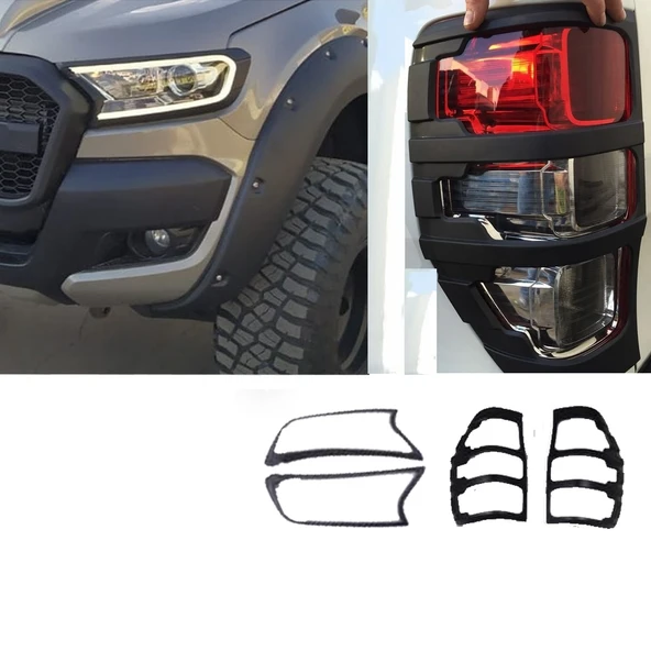 Ford Ranger 2015-2022 Far Stop Çerçeve Kaplama Siyah ürün görseli 1