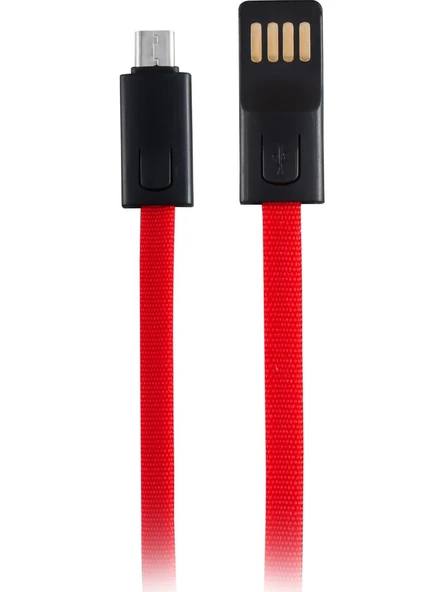 MF Product Jettpower 0047 Metal Başlıklı Örgülü 3A Micro Usb Hızlı Şarj Kablosu 20 cm Kırmızı ürün görseli 1