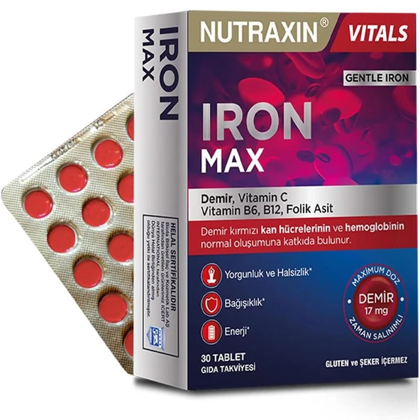 Nutraxin Iron Max Takviye Edici Gıda 30 Tablet ürün görseli 1