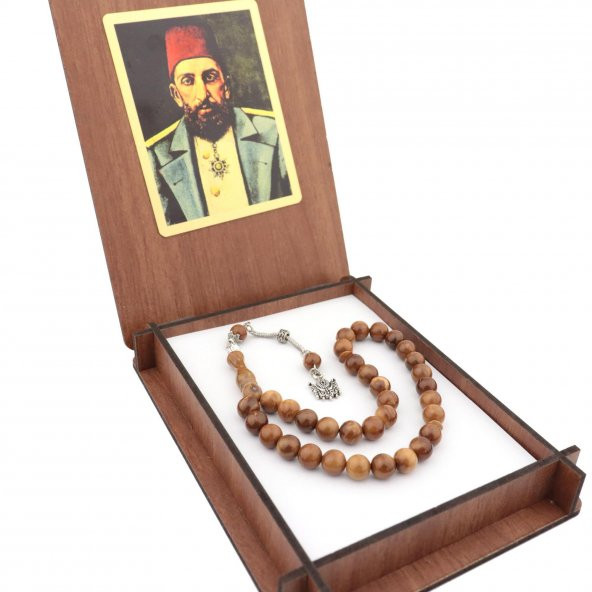 Ahşap Kutulu Osmanlı Padişahı 2. Abdulhamid Temalı Kuka Tesbih ürün görseli 1