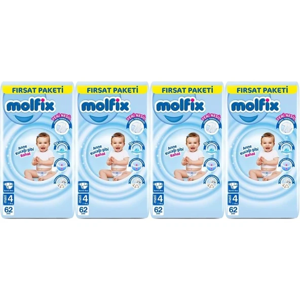 Molfix Bebek Bezi 4 Beden 7-14 KG Maxi 248 Adet Avantaj Fırsat Pk ürün görseli 1