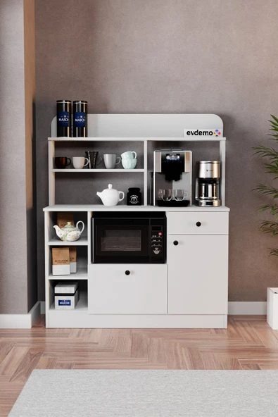 Evdemo Latte Çok Amaçlı Dolap Kahve Köşesi Beyaz ürün görseli 1