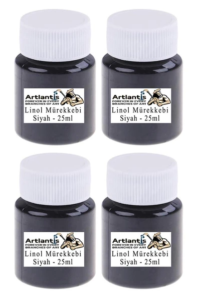 Linol Mürekkebi Siyah 25 ml 4 Adet Linol Baskı Mürekkebi Blok Baskı Sanat Hobi ürün görseli 1