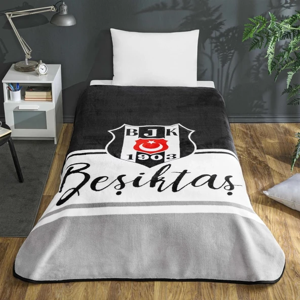 Taç Taraftar Lisanslı Tek Kişilik Battaniye (160x220)-BEŞİKTAŞ KLASİK ürün görseli 1