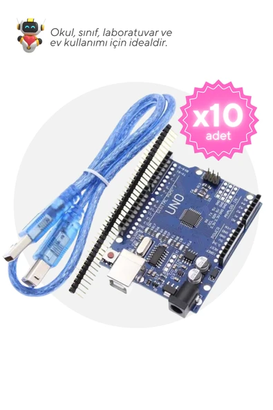 10'lu Paket Arduino UNO R3 CH340 Programlanabilir Geliştirme Kartı - Okul ve Sınıflar için MEB Uyumlu ürün görseli 1