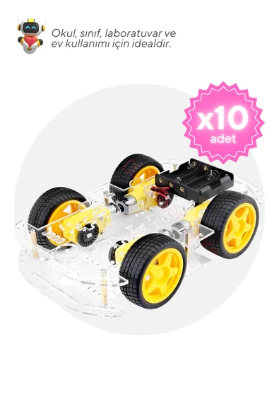 10'lu Paket 4WD Robot Araba Kiti - Okul ve Sınıflar için MEB Uyumlu ürün görseli 1
