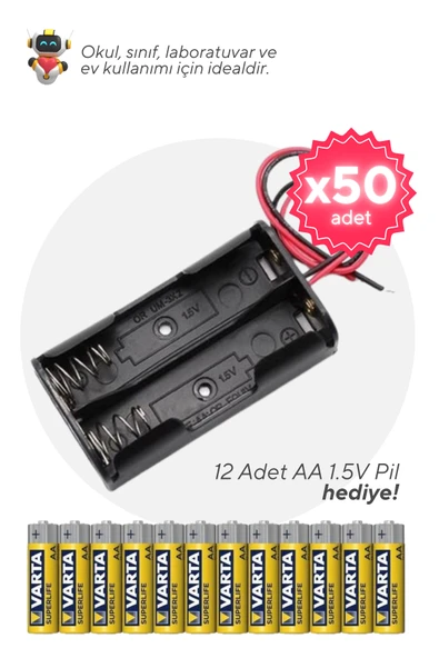 50'li Paket AA 2'li Pil Yuvası - Okul ve Sınıflar için MEB Uyumlu ürün görseli 1