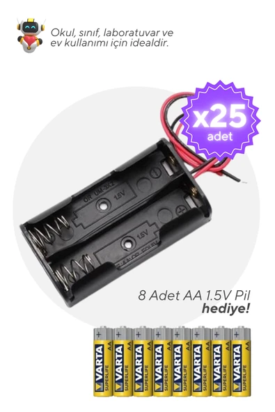 25'li Paket AA 2'li Pil Yuvası - Okul ve Sınıflar için MEB Uyumlu ürün görseli 1