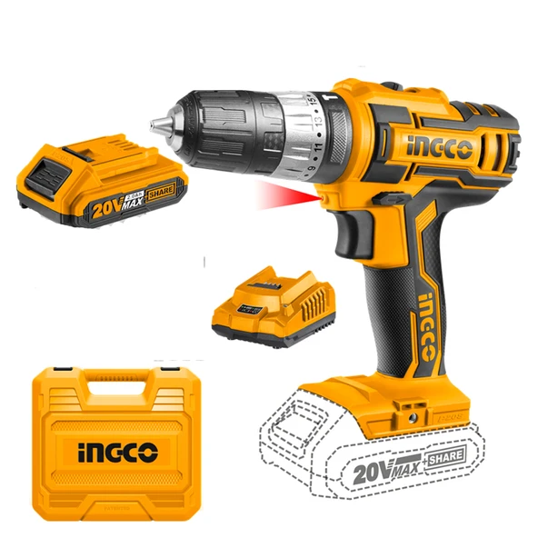 Ingco Cıdlı200215 Li-ion Akülü Darbeli Matkap 10 Mm 20v 2.0ah ürün görseli 1