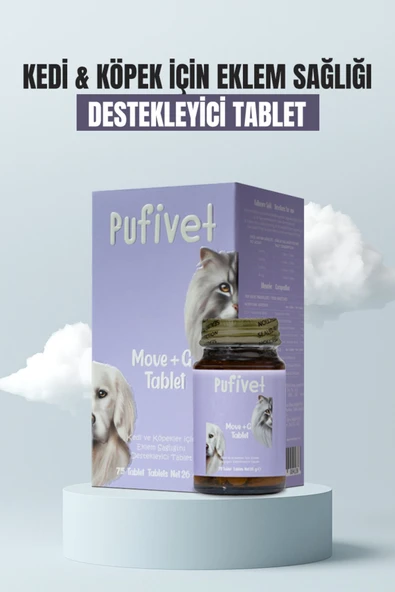PufiVet Move G Glucosamine Tablet Hip&Joint | Kedi ve Köpekler İçin Eklem ve Kas Desteği | 75 Tablet ürün görseli 1