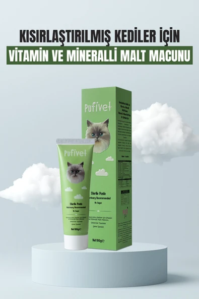 PufiVet Kısır Kediler İçin Multivitamin Malt Macun 100g | Kısır Kediler İçin Tüy Yumağı Önleyici ürün görseli 1