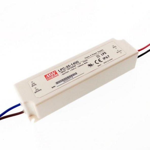 Meanwell Lpc-35-1400  9 ~ 24v 1400 Ma Sabit Akım Led Driver İp67 ürün görseli 1