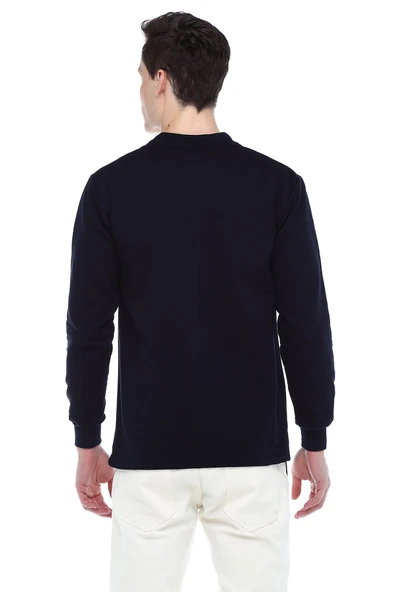 POLO YAKA LACİVERT SWEATSHİRT - Resim 3